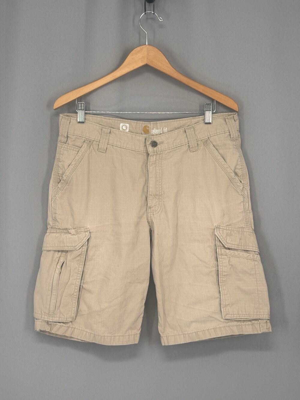 Carhartt Men's Shorts Mens 34 Relaxed Fit Ripstop Cargo Khaki Workwear